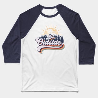 Go outside camping adventure, cute retro typography Baseball T-Shirt